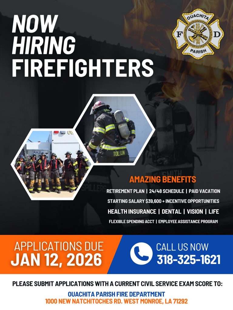 Firefighter recruitment poster - applications due 1/12/2026